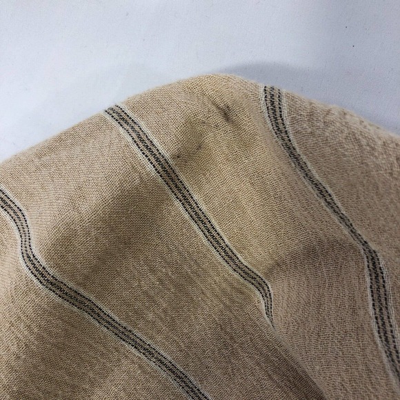 URBAN OUTFITTERS SHIRT WOMENS SMALL COLLARED STRIPED LONG SLEEVE BEIGE 1/4 BUTTN - Picture 13 of 13